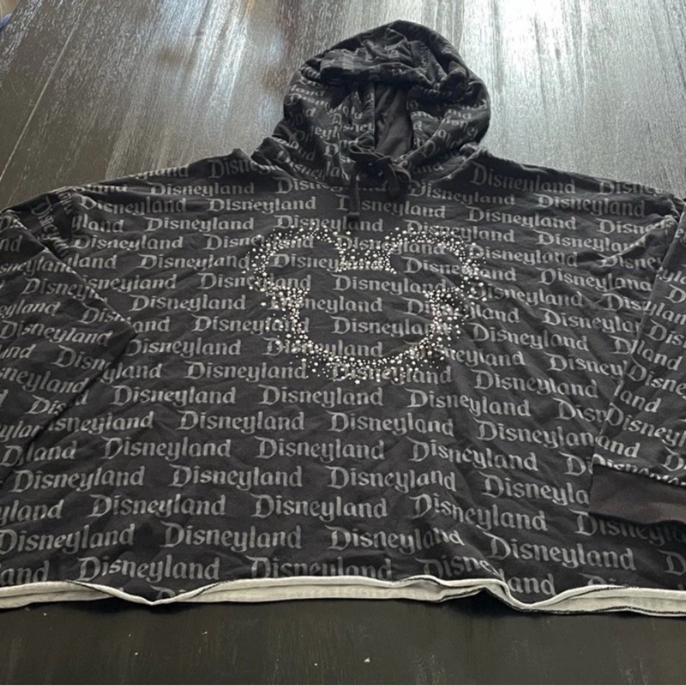 Disneyland Mickey Mouse Rhinestone Cropped Hoodie 2X NEW